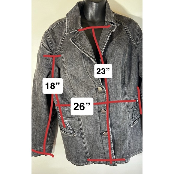 Vintage MWAH Jean Jacket XXL Black Denim 90s Y2K Rock Motorcycle Cozy Goth - Picture 2 of 4